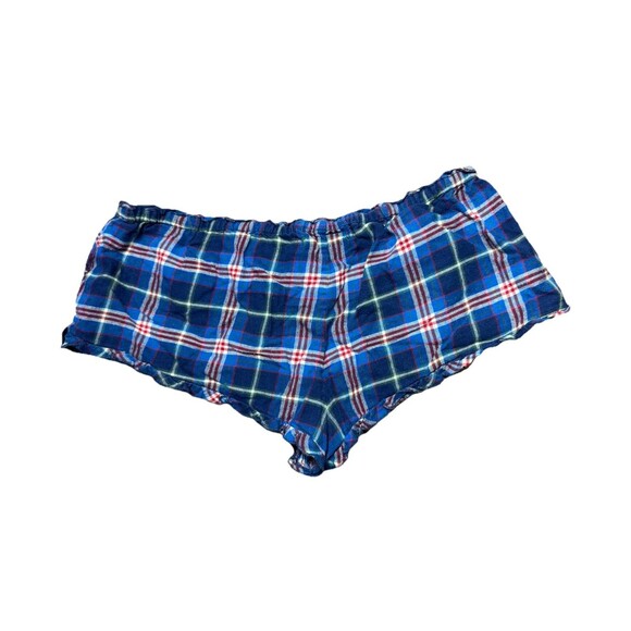 Y2K Abercrombie & Fitch Plaid Pajama Micro Short Shorts Moose Logo Large 2000s - Picture 2 of 5